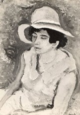 Noémie au grand chapeau blanc