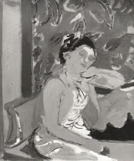 Modèle sur fond fleuri