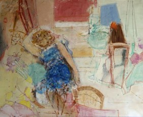 Émilienne en robe bleue et Anne de dos